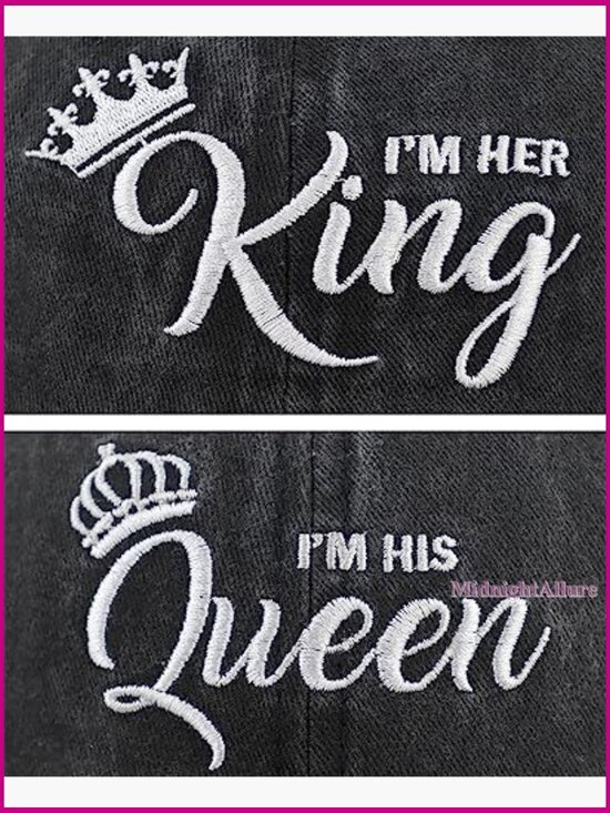 Matching King Queen Couple Hats Adjustable Cotton Baseball Cap Wedding Gift main image 4